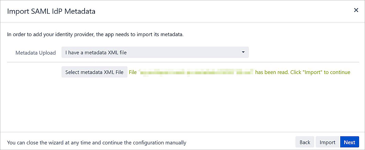Import SAML IdP Metadata